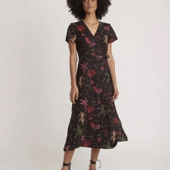 Marine Layer Dresses & Skirts - Marine Layer XS Emlyn Beach Print Midi Wrap Dress